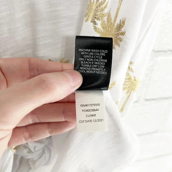 Torrid White & Gold Foil Palm Tree Print Off the Shoulder Tee Shirt Women's 1X - Picture 5 of 6